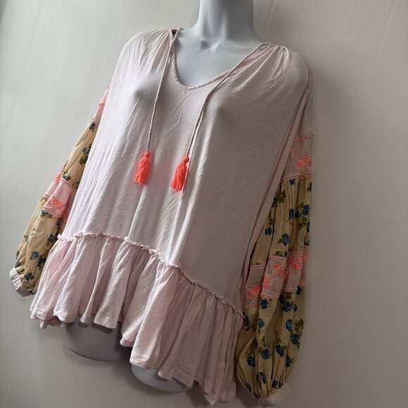 Free People Women Mix It Up Mini Tunic Dress XS Floral Boho Romantic Hippie - Picture 13 of 14